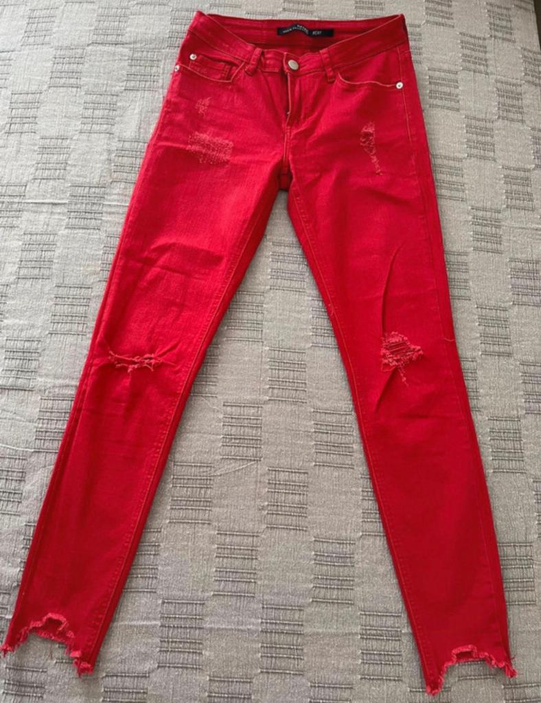 Tiffosi rode skinny ripped jeans – maat 28/36, Ophalen of Verzenden, Zo goed als nieuw, Overige kleuren, W28 - W29 (confectie 36)