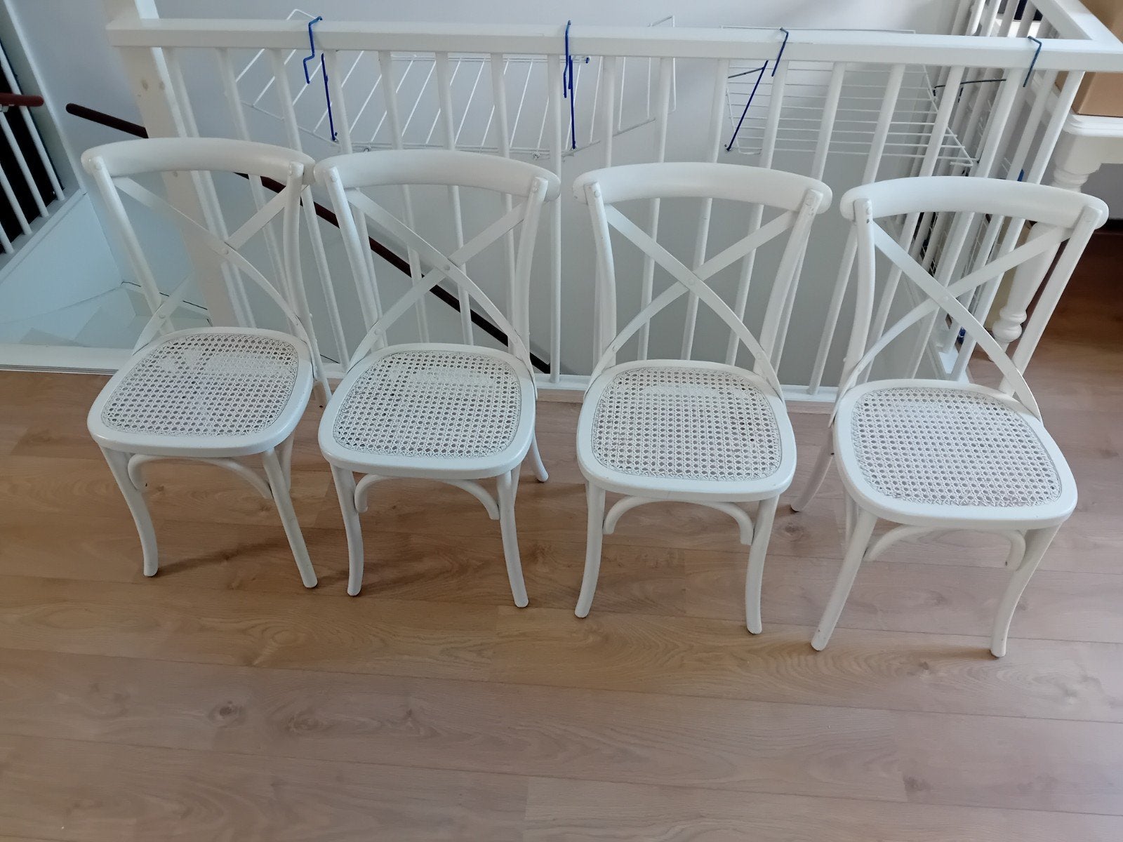 Vier Leuke Witte Eetkamer Stoelen, Ophalen, Gebruikt, Wit, Hout
