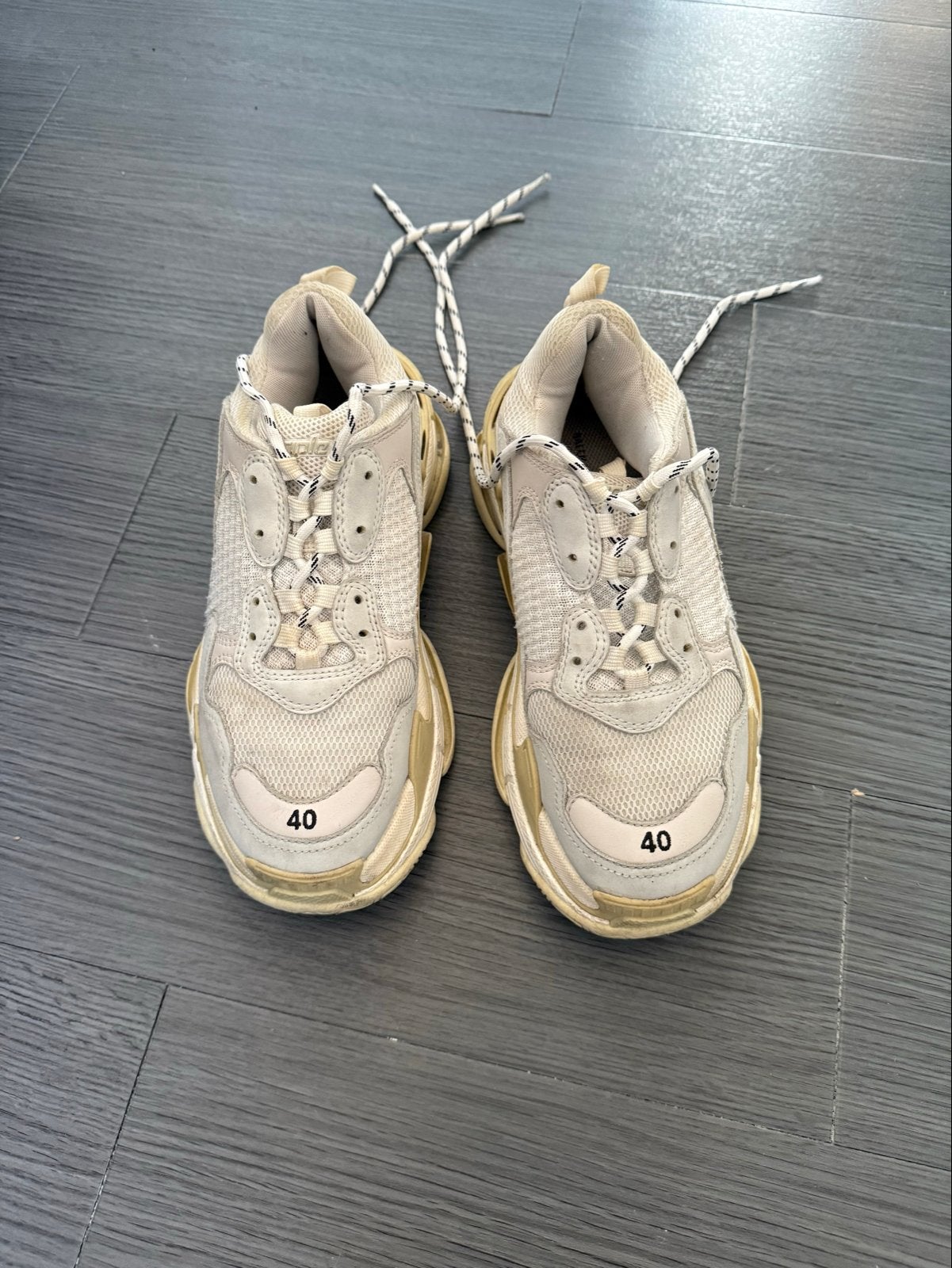Balenciaga Triple S Sneakers Maat 40 - Gedragen, Ophalen, Gedragen, Wit, Sneakers of Gympen