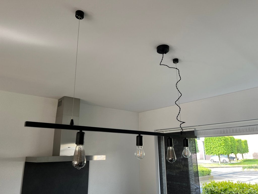 Hanglamp industrieel voor boven eettafel of eiland, Huis en Inrichting, Lampen | Hanglampen, Zo goed als nieuw, Metaal, Industrieel