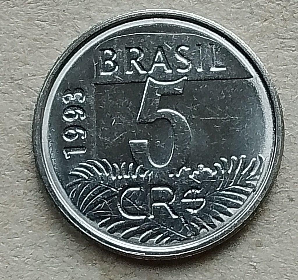 Brazilië, 5 cruzeiros real 1993, Ophalen of Verzenden, Zuid-Amerika, Losse munt