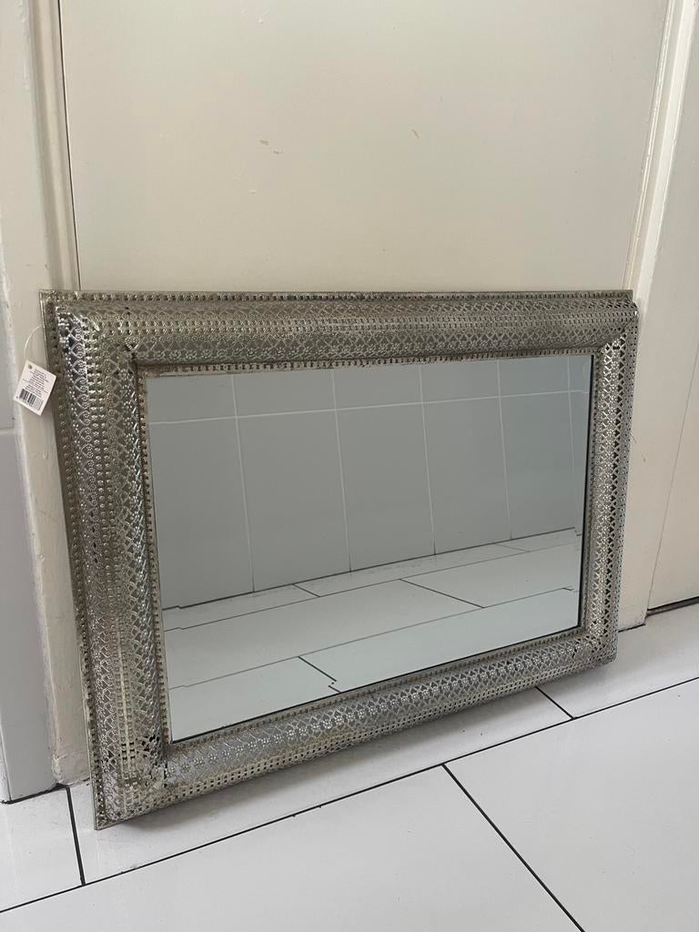 Spiegel rand zilver, Huis en Inrichting, Woonaccessoires | Spiegels, Ophalen, Zo goed als nieuw, Minder dan 100 cm, Rechthoekig