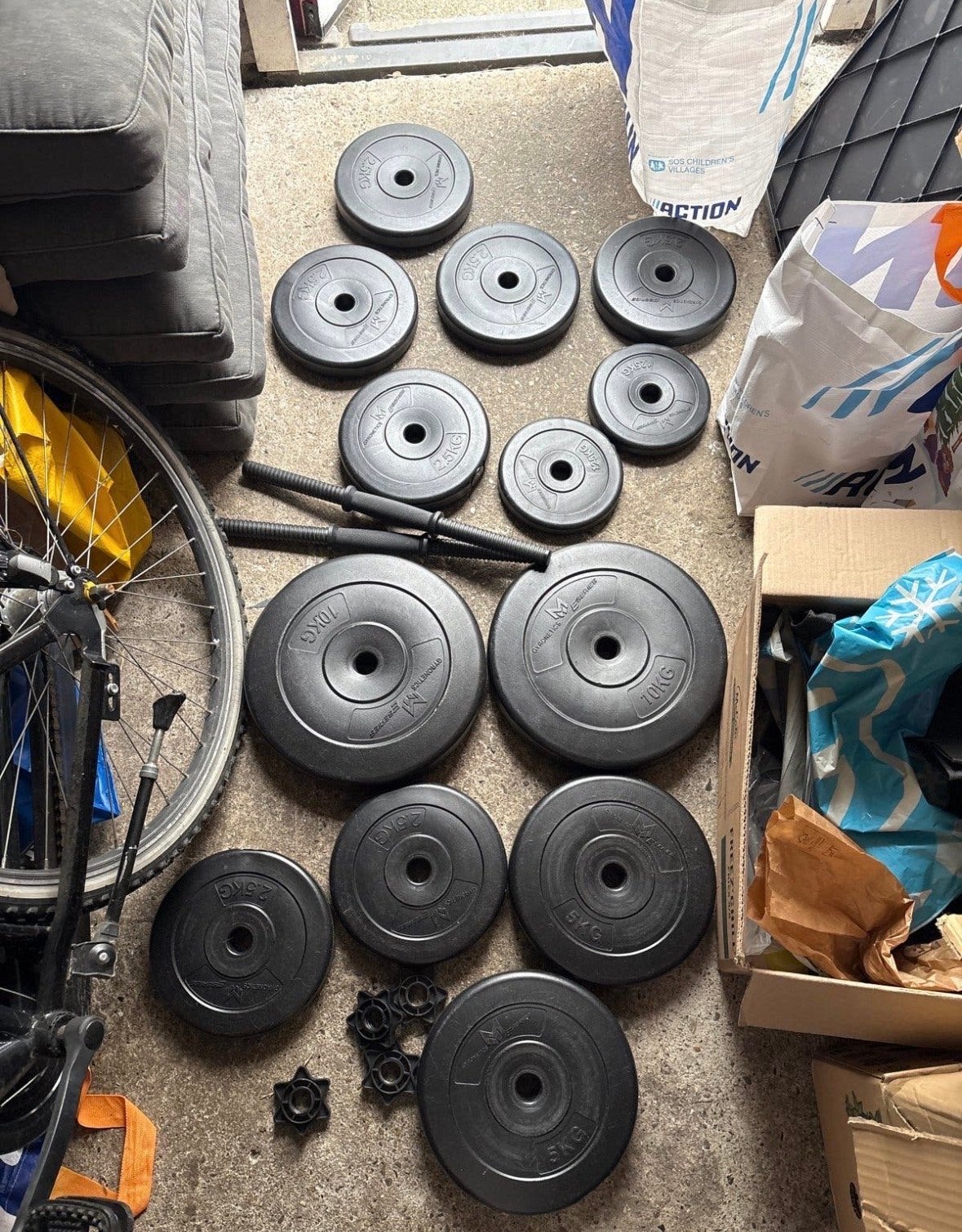 Gyronetics E-Series halterset 50kg + 2 halterstangen, Ophalen of Verzenden, Gebruikt, Armen, Halterset