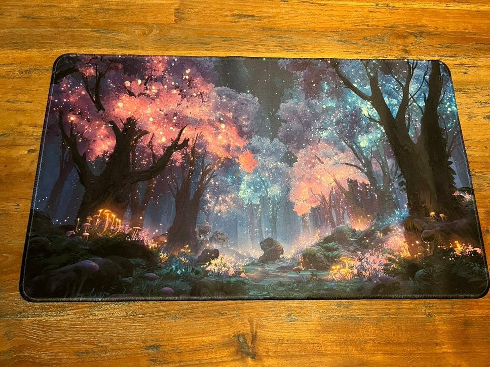 Magic the gathering playmat - magisch bos, Ophalen of Verzenden, Zo goed als nieuw, Speeldeck
