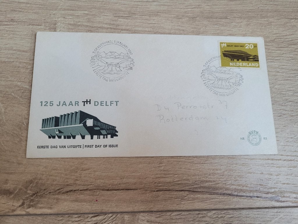 Eerstedagenvelop - 125 jaar TH Delft 1842- 1967 ~ HH7105, Postzegels en Munten, Postzegels | Eerstedagenveloppen, Ophalen of Verzenden