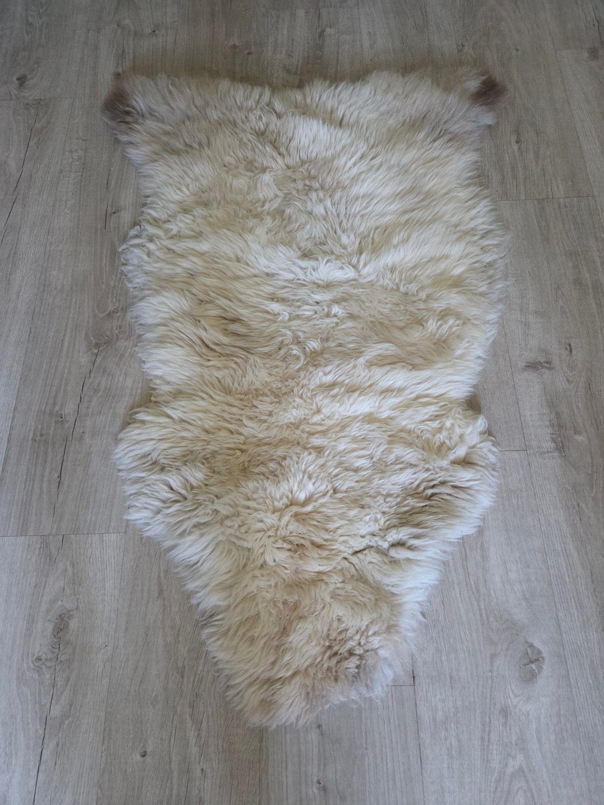 Zacht schapenvacht kleed - Crème/Beige, Crème, 100 tot 150 cm, Scandinavisch, Landelijk, Modern, Zo goed als nieuw
