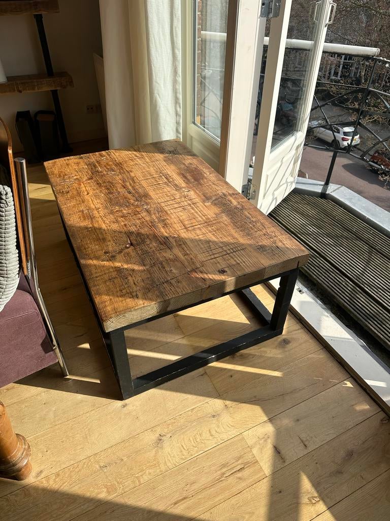 Robuuste eikenhouten bijzettafel, 100 tot 150 cm, Eikenhout, Zo goed als nieuw, Modern