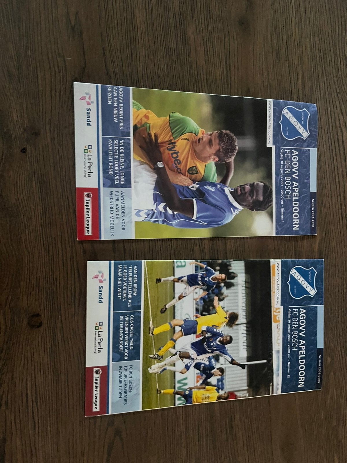 2PROGRAMMABOEKJES AGOVV-DEN BOSCH 7-8 en 8-9, Verzamelen, Ophalen of Verzenden, Zo goed als nieuw, Overige binnenlandse clubs