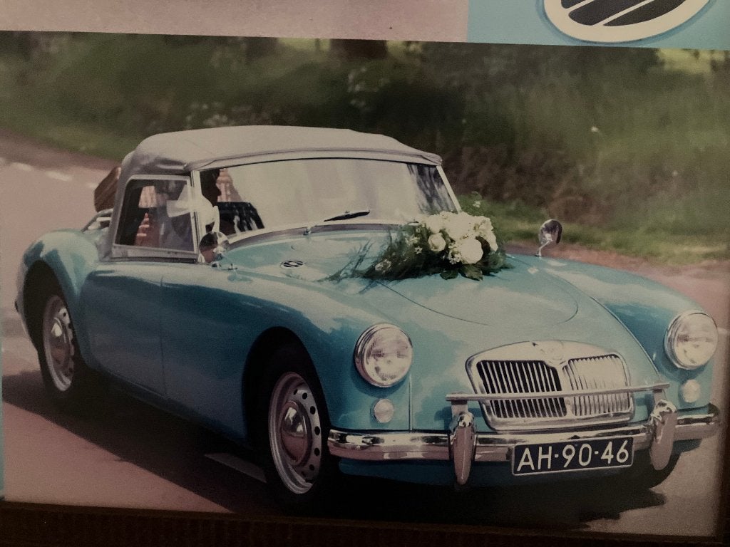 MG  A 1500 cabrio van bj1958  blauwe kleur (origineel), Auto's, MG, 4 cilinders, Cabriolet, Blauw, Handgeschakeld