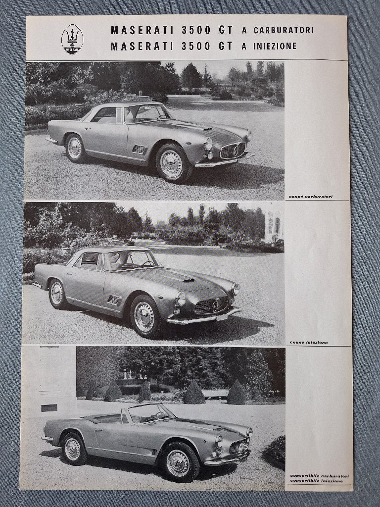 Leaflet MASERATI 3500 GT Coupe / Cvt - 1962 Int., Verzenden, Gelezen, Overige merken