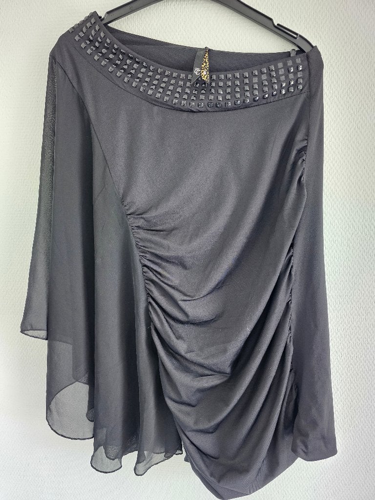 zwarte T-shirt/jurk met wijde mouw langs 1 kant, Zwart, Ophalen of Verzenden, Zo goed als nieuw, Coolcat