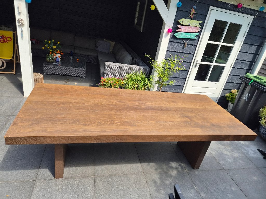 Eiken houten tafel, Ophalen, Gebruikt, Eikenhout, 200 cm of meer