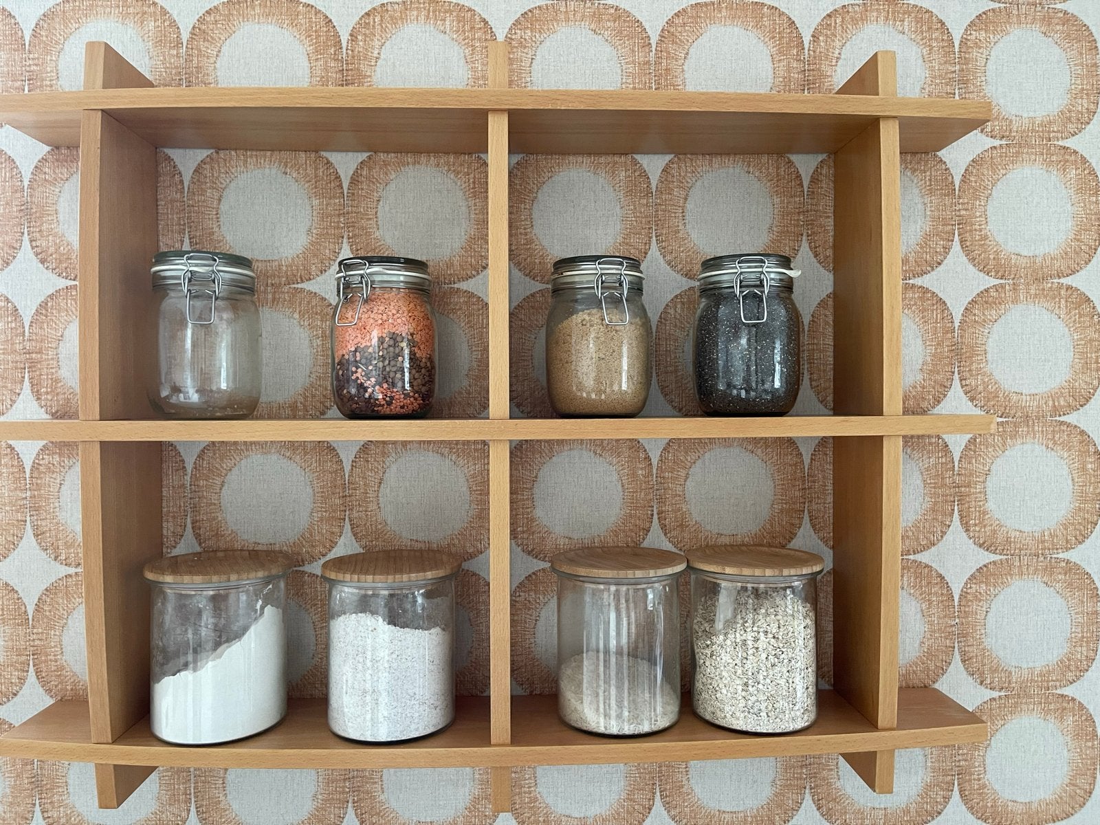 Houten wandrek met 4 vakken - Ideaal voor kruiden of decorat, Ophalen