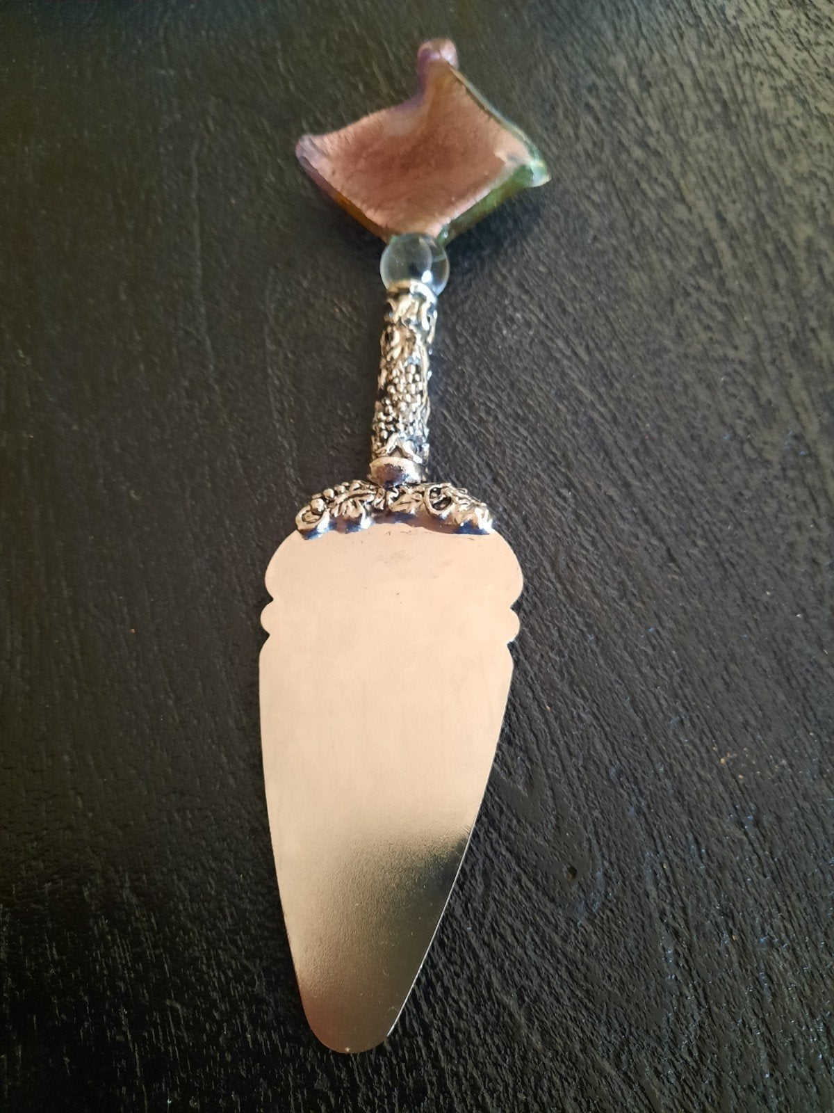 Vintage  Italiaanse taartschep met glazen Murano handvat, Ophalen of Verzenden