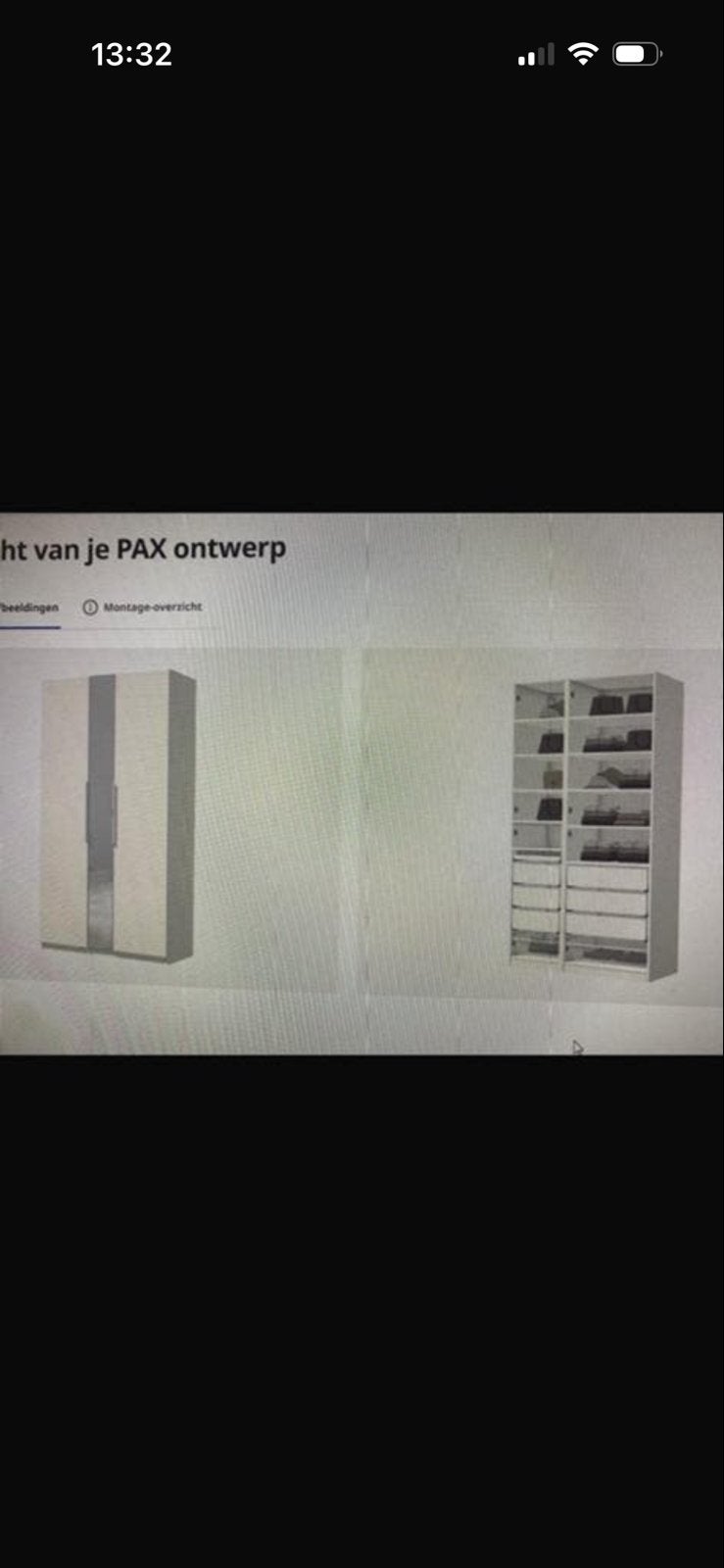 IKEA Pax Kledingkast met Spiegeldeur en Sieradenlade, Ophalen, 100 tot 150 cm, 200 cm of meer, Met lade(s)