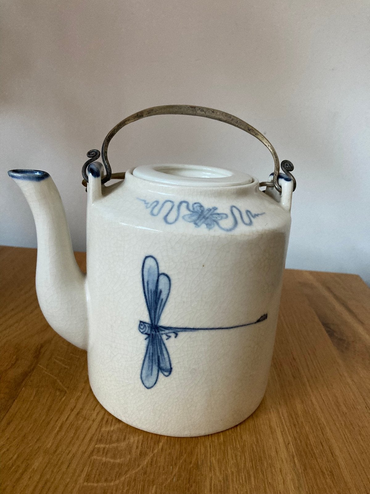 Vintage porseleinen Chinese theepot - libelle, Ophalen of Verzenden