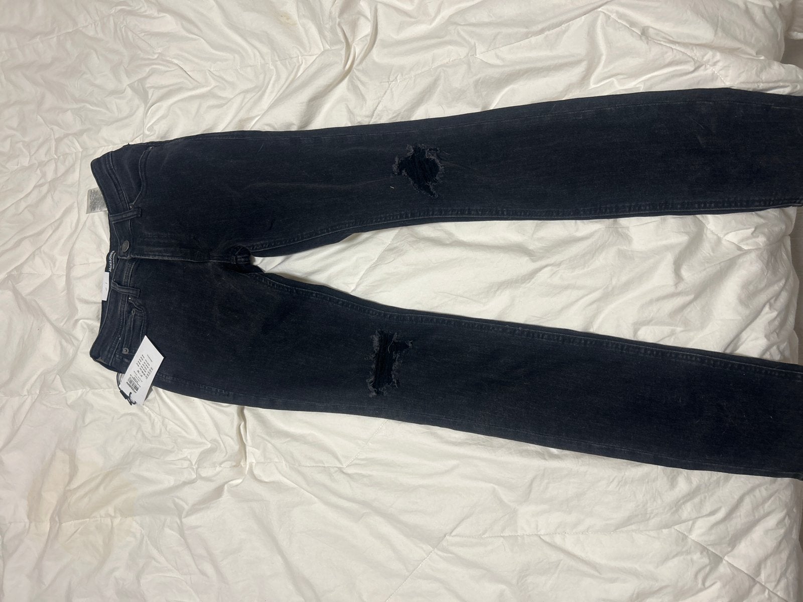 Zwarte skinny jeans met gaten - Zo goed als nieuw, Kleding | Dames, Spijkerbroeken en Jeans, Ophalen, Zo goed als nieuw, Zwart