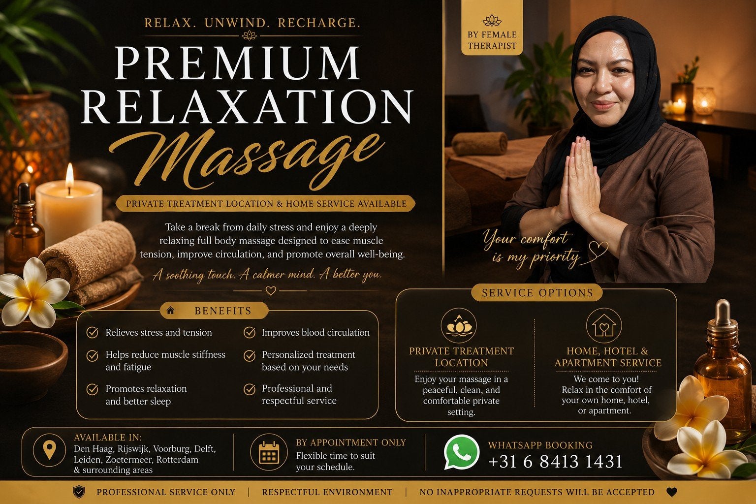 Premium Relaxation Massage – Home & Onsite Service