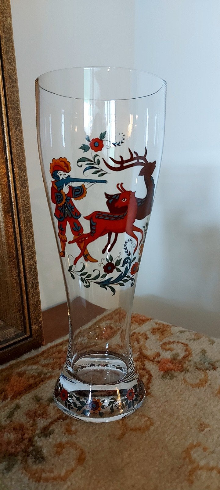 Prachtig groot oud bierglas met jachttafereel, Ophalen of Verzenden
