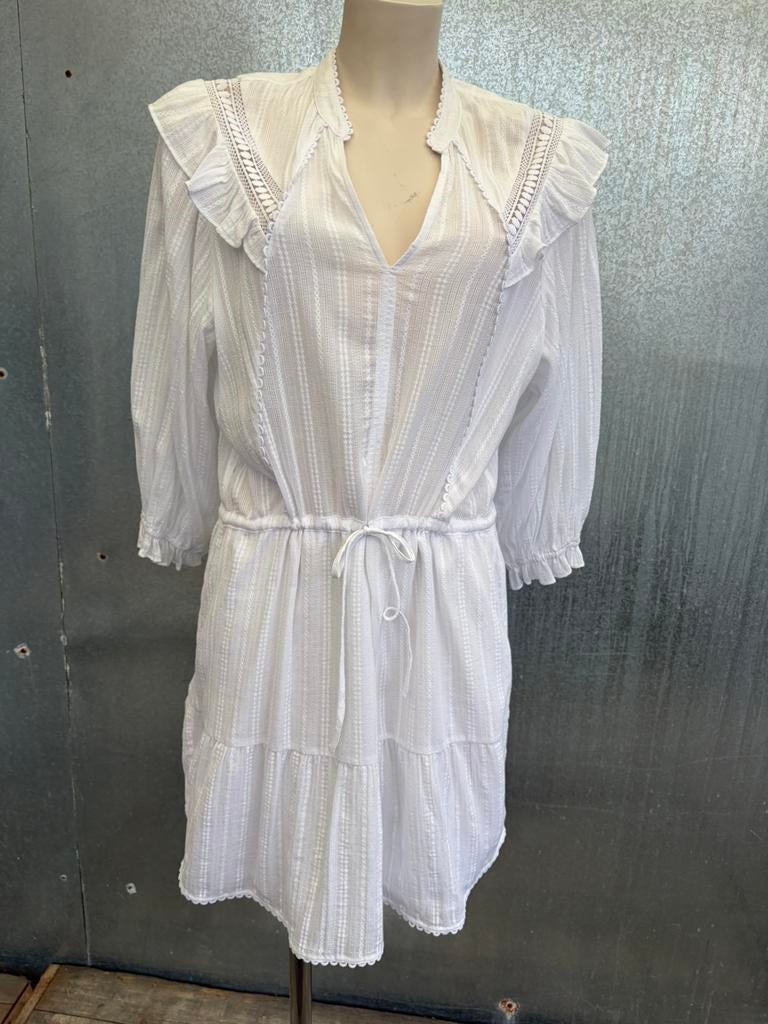 Dante6 jurk wit ruffle 4 €199,95 dress dante 6, Ophalen of Verzenden, Zo goed als nieuw, Wit, Boven de knie