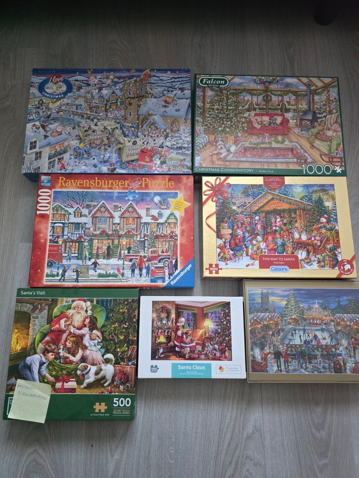 kerst puzzel 500 en 1000 stuk o.a ravensburger falcon Gibson, Ophalen of Verzenden, 500 t/m 1500 stukjes, Zo goed als nieuw