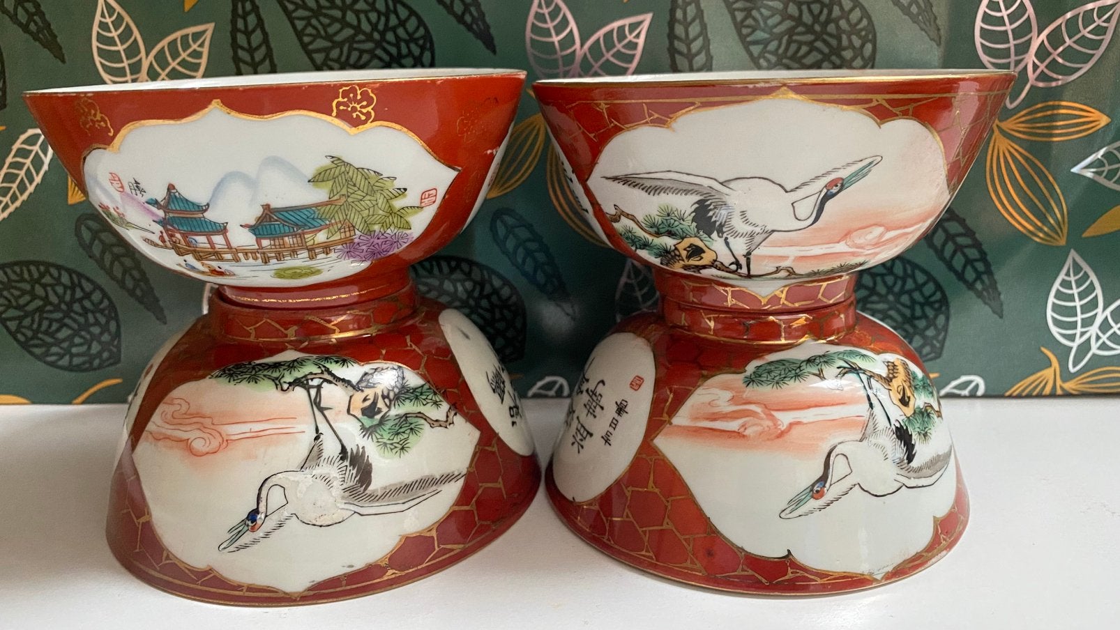 Prachtige vintage porseleinen rijstkommen, Antiek en Kunst, Ophalen of Verzenden