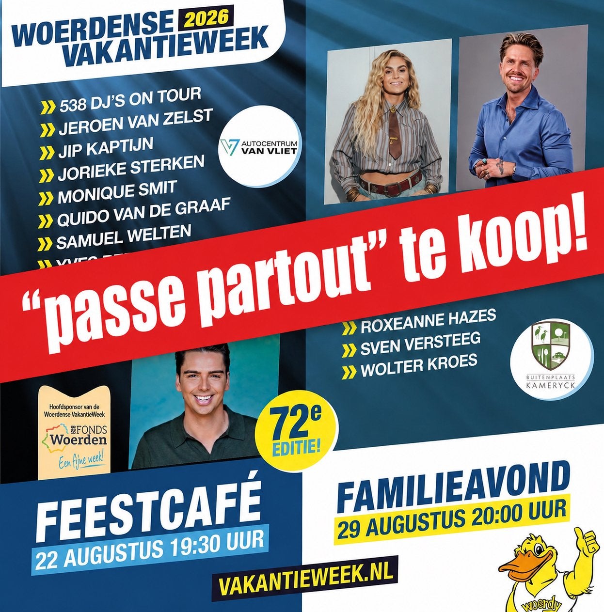 Passe partouts Woerdense vakantieweek te koop, Drie personen of meer