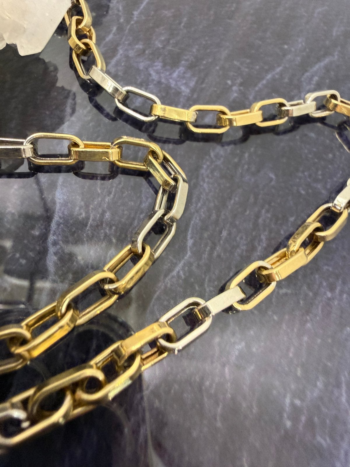 Prachtige 14 karaats gouden ankerschakel ketting met witgoud, Ophalen of Verzenden, Nieuw, Goud