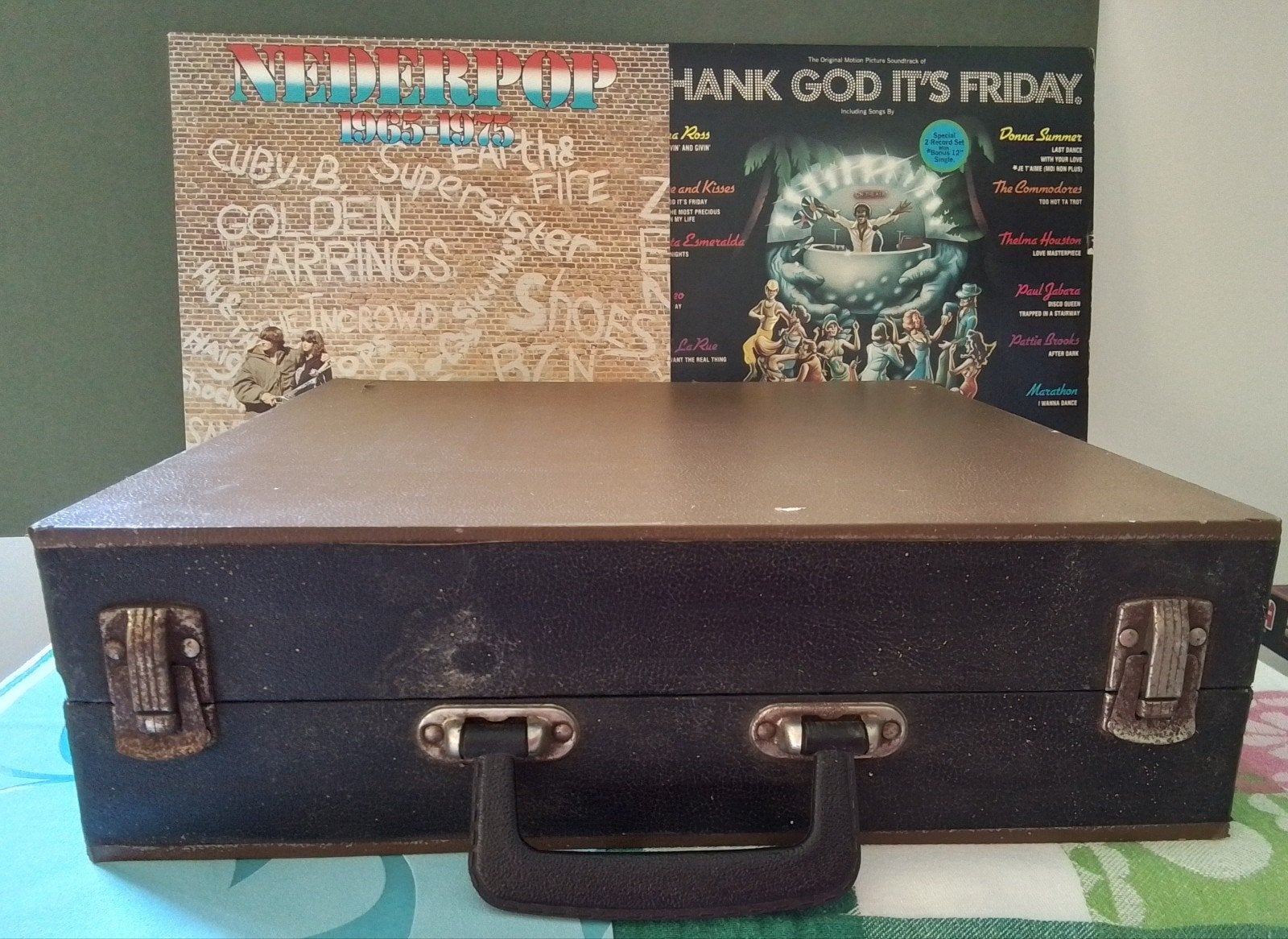 Vintage Vinyl Platenkoffer - 36x34x10.5 cm, Ophalen of Verzenden, Gebruikt