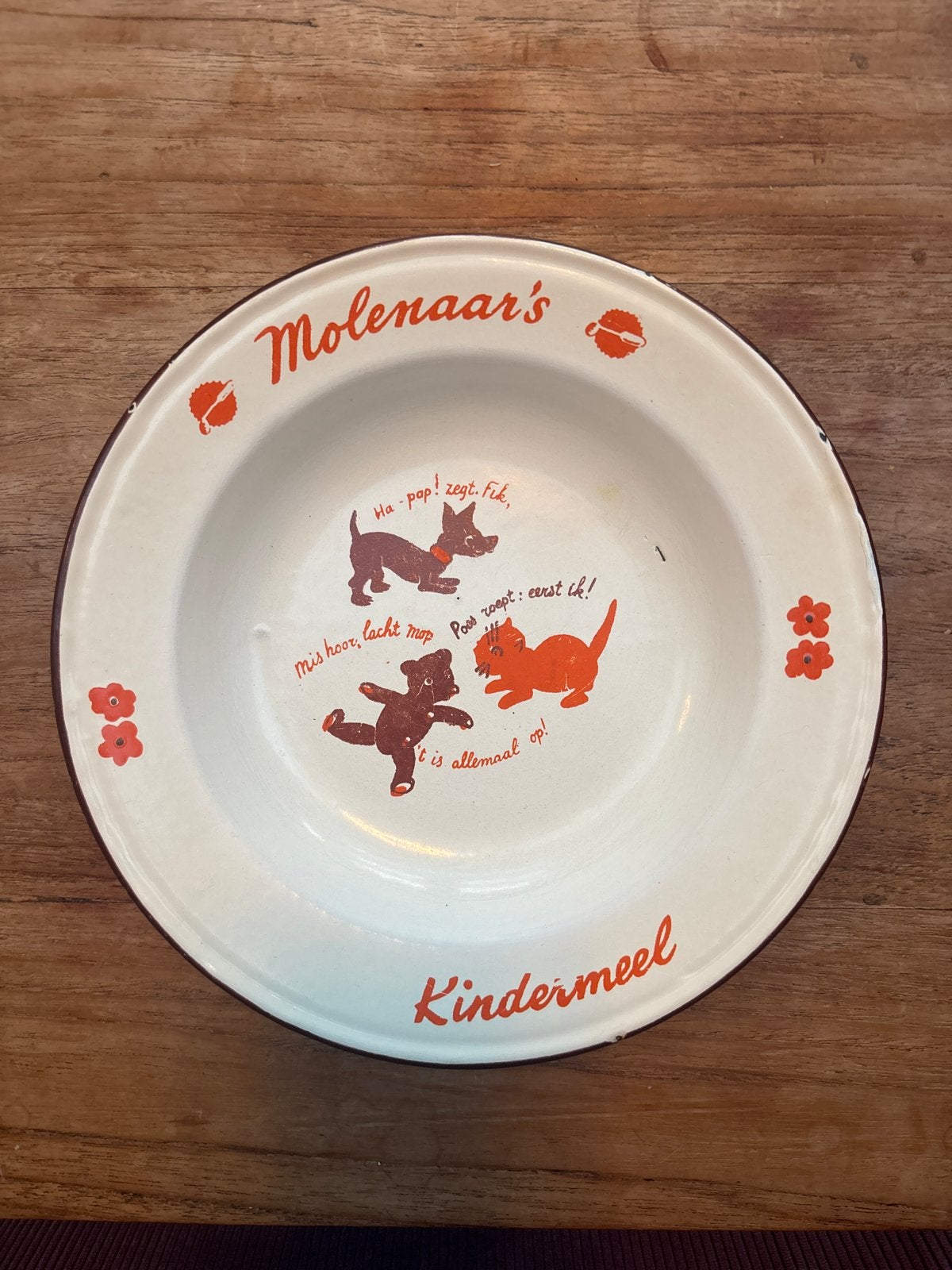 Vintage Molenaar's Kindermeel emaille bord, Antiek en Kunst, Ophalen of Verzenden