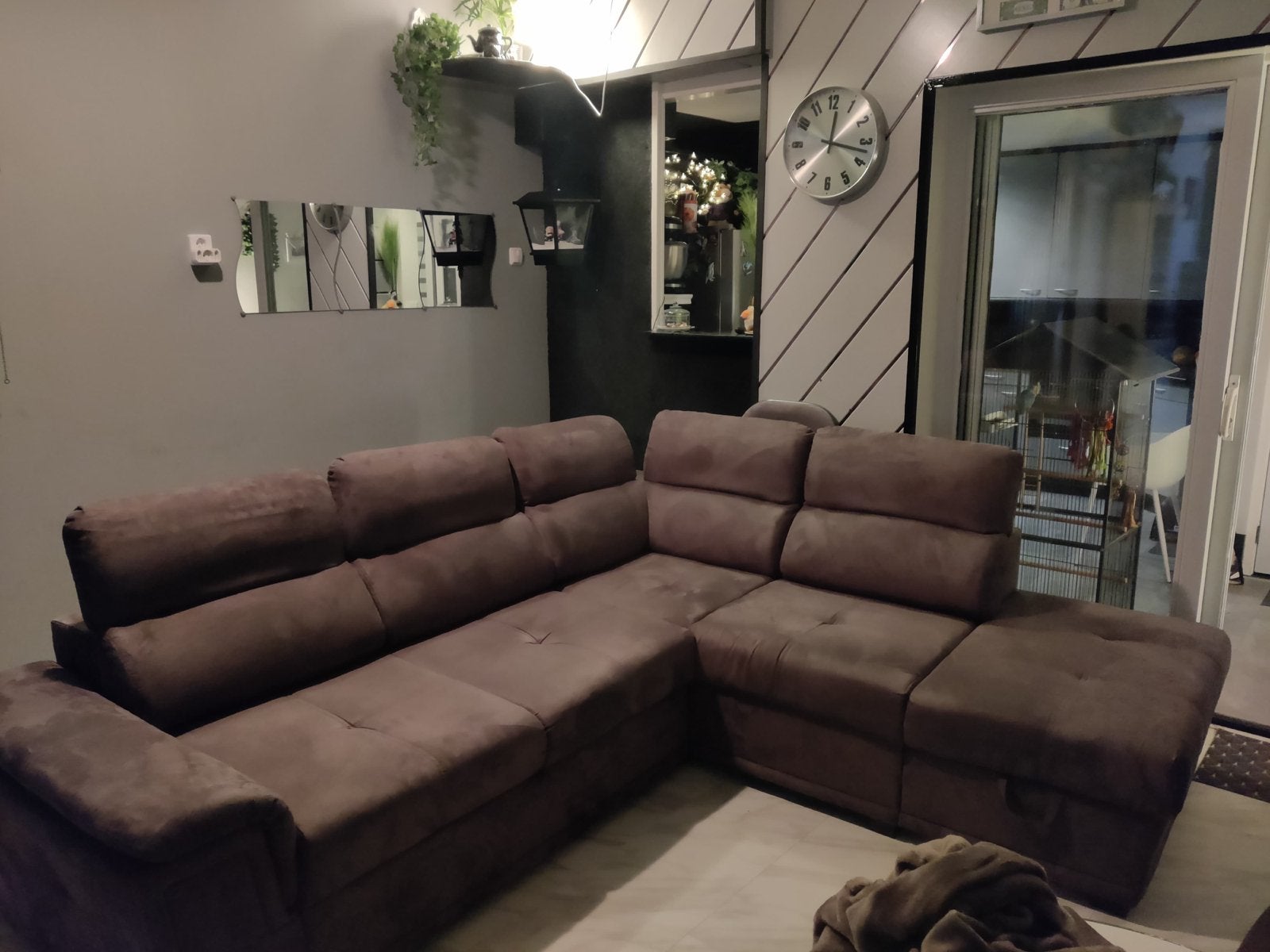 Ruime hoekbank met verstelbare hoofdkussens, Ophalen, Gebruikt, Minder dan 75 cm, Hoekbank