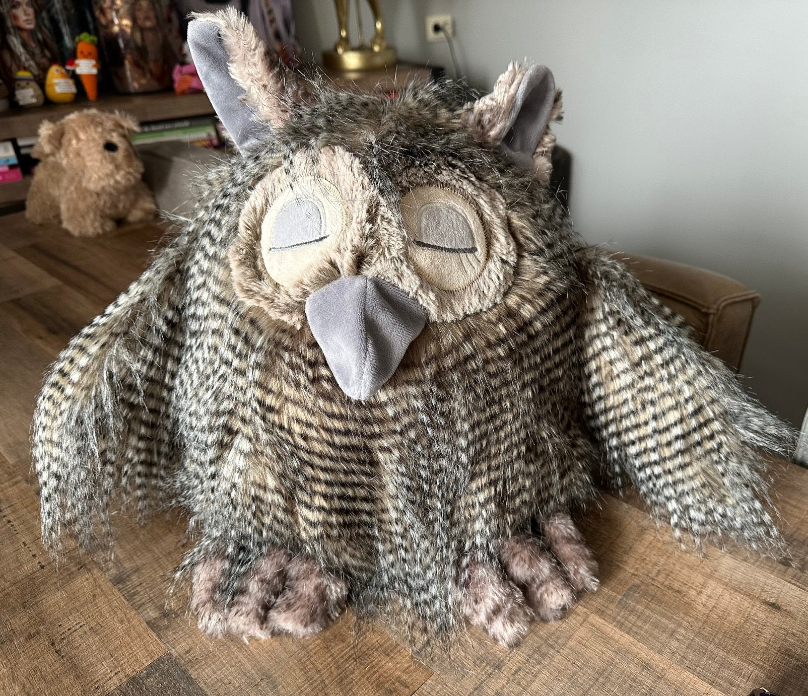 Grote pluche knuffel uil, nieuw., Overige merken, Overige karakters, Overige typen, Nieuw