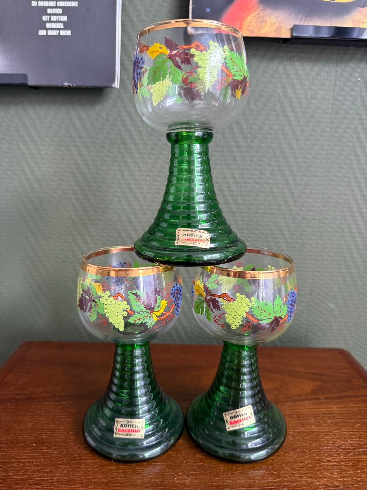 Set van 3 Romer Bacchus wijnglazen met druivenmotief, Ophalen of Verzenden