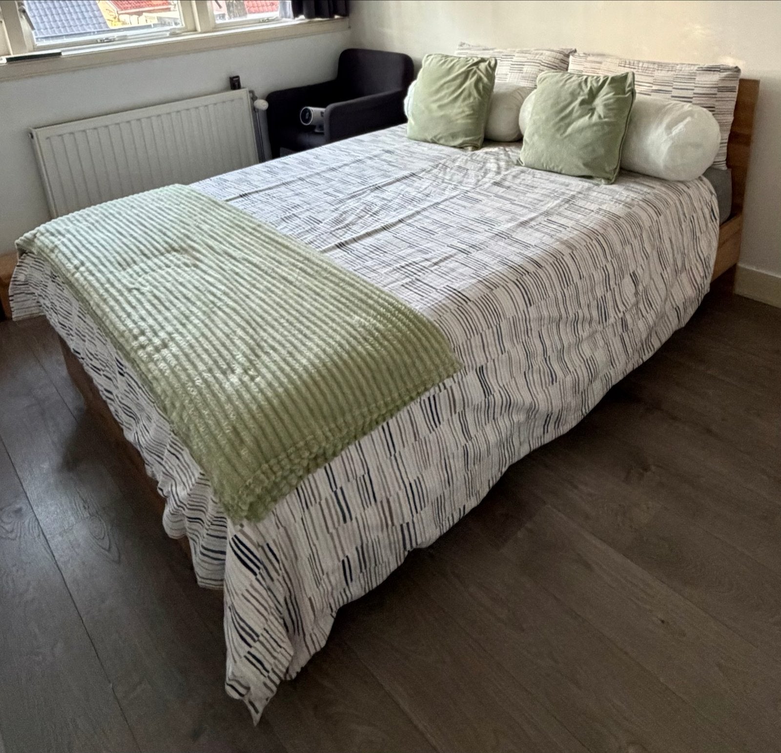 Tweepersoonsbed Tim 140x200 Eiken met lattenbodems, Ophalen, Bruin, Tweepersoons, 140 cm