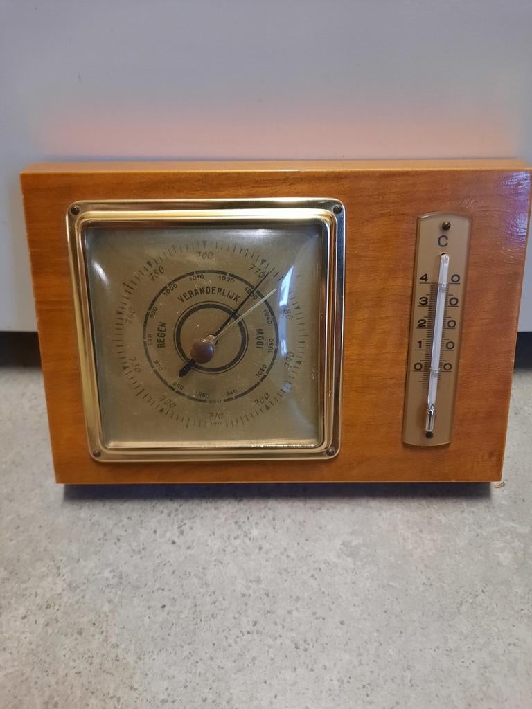 Vintage retro  weerstation  barometer, Audio, Tv en Foto, Weerstations en Barometers, Gebruikt, Ophalen of Verzenden