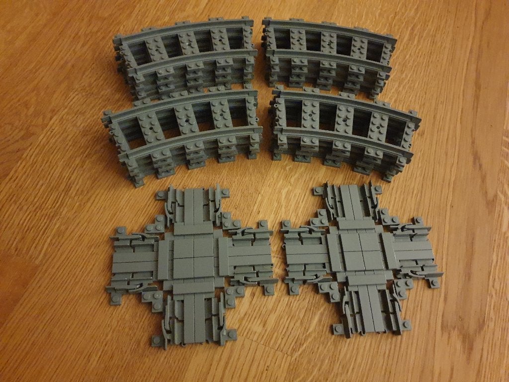 Partij Y7=2x Lego RC trein rails kruisingen + 16x bocht RC, Lego, Lego, Gebruikt, Lego