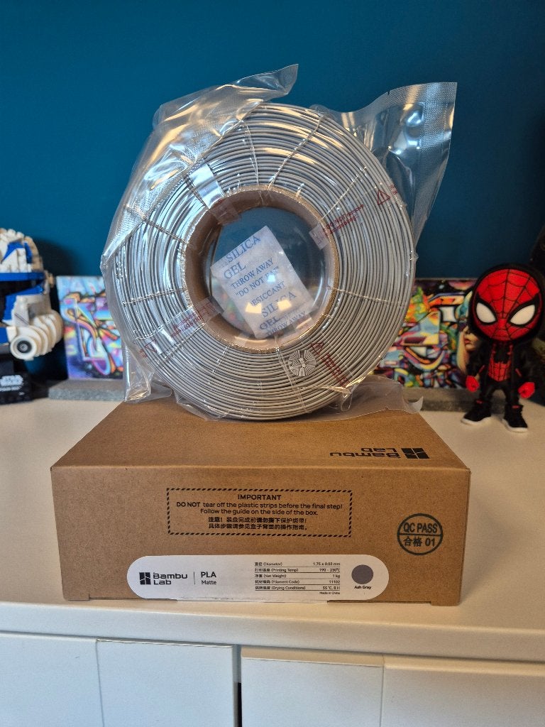 Bambu Lab PLA Matte Ash Gray Filament 1.75mm 1kg, Ophalen of Verzenden, Nieuw, Filamentrollen