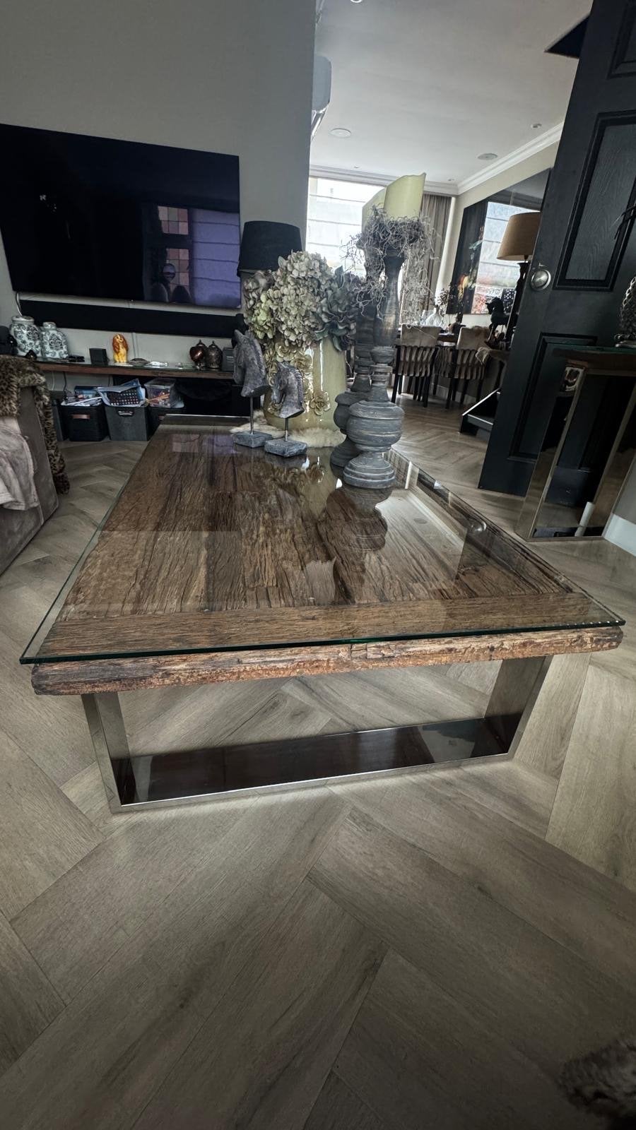 Complete set: Eettafel, Tv-meubel en Salontafel, Huis en Inrichting, Ophalen, Gebruikt, Vijf personen of meer, 200 cm of meer