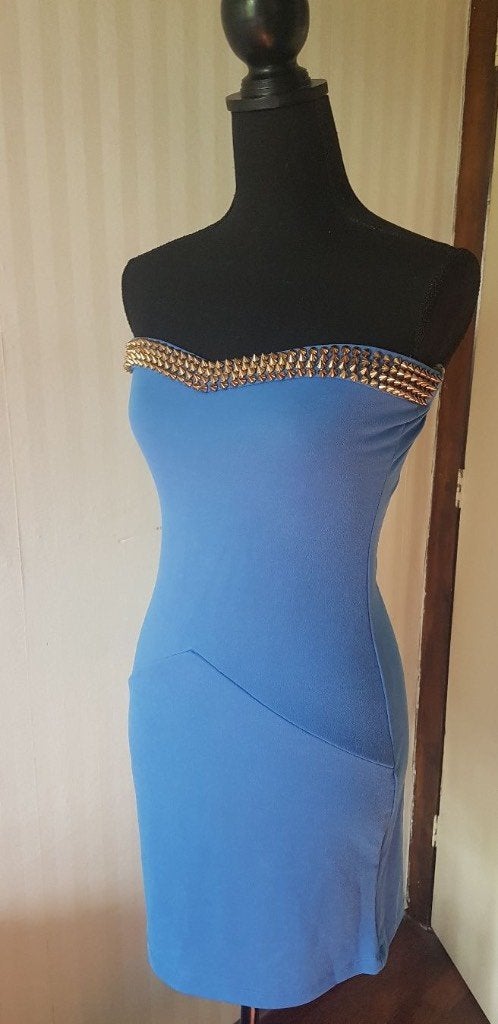 Sexy stoer kort strapless Zarga jurkje goudkleurige studs, Maat 38/40 (M), Nieuw, Zarga, Boven de knie