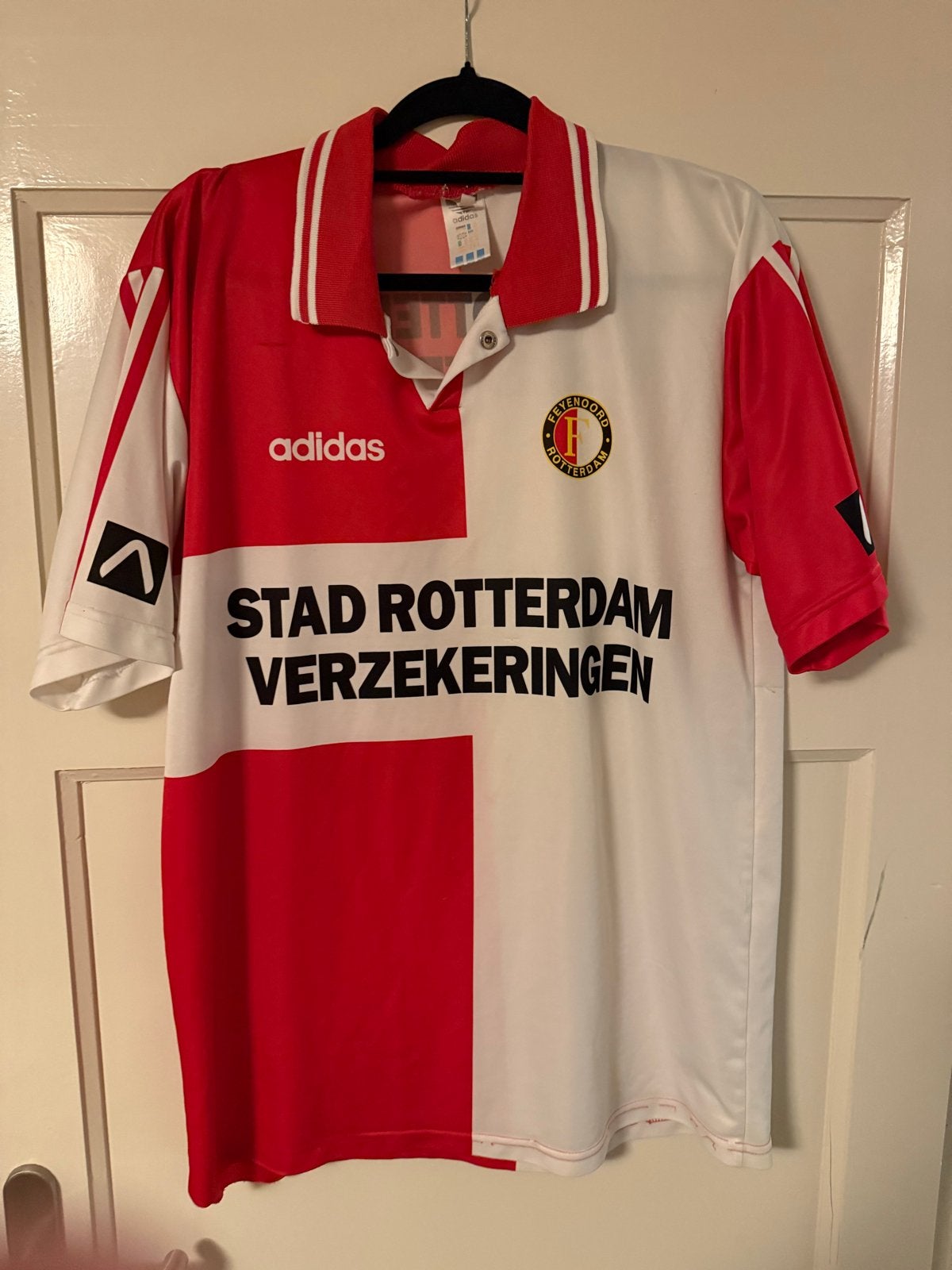 Vintage Feyenoord Thuisshirt Adidas Jaren '90, Maat 52/54 (L), Ophalen of Verzenden, Voetbal, Gedragen