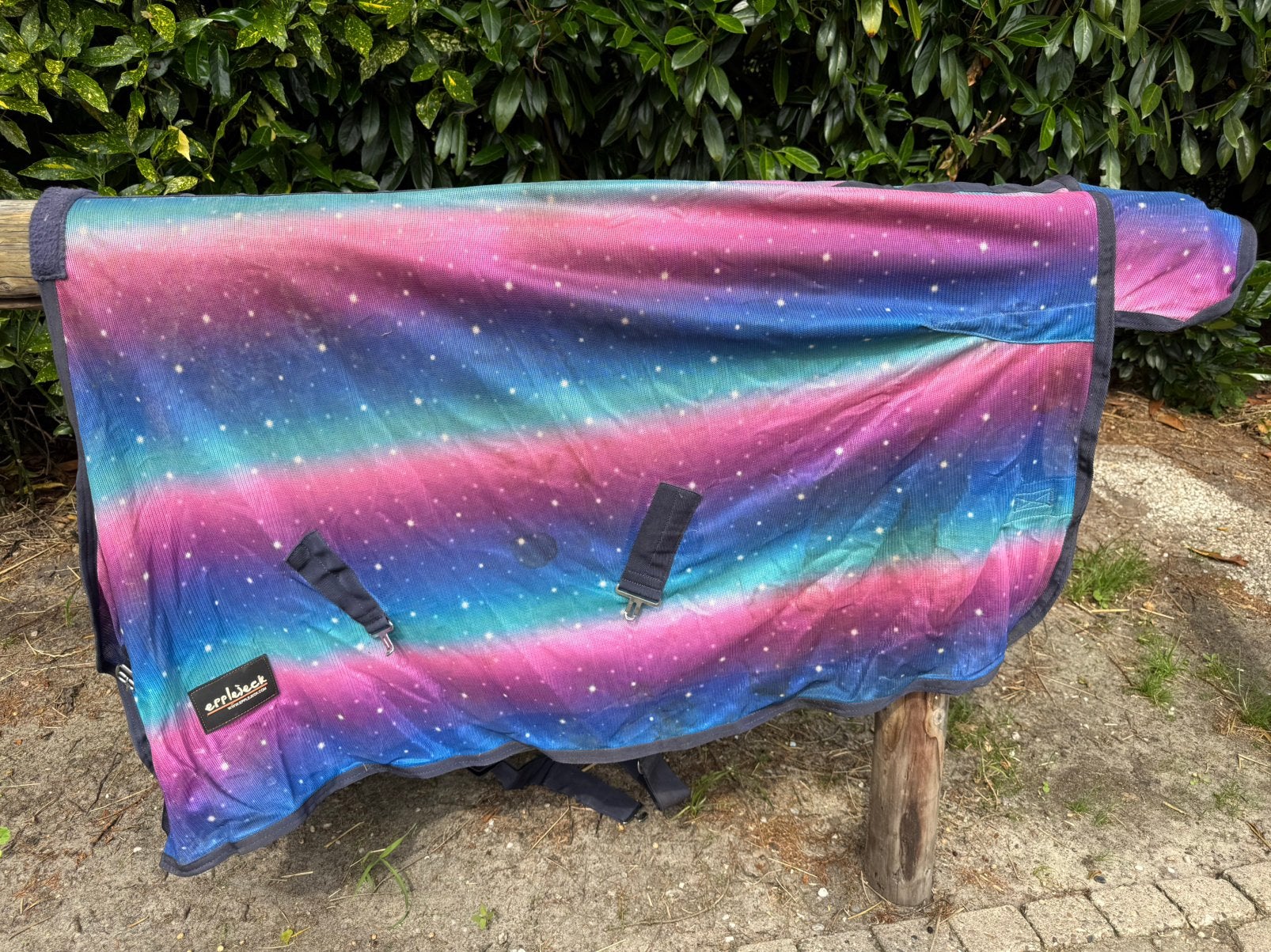 Vliegendeken Epplejeck 145 roze blauw groen witte stippen, Dieren en Toebehoren, Paarden en Pony's | Dekens en Dekjes, Ophalen of Verzenden
