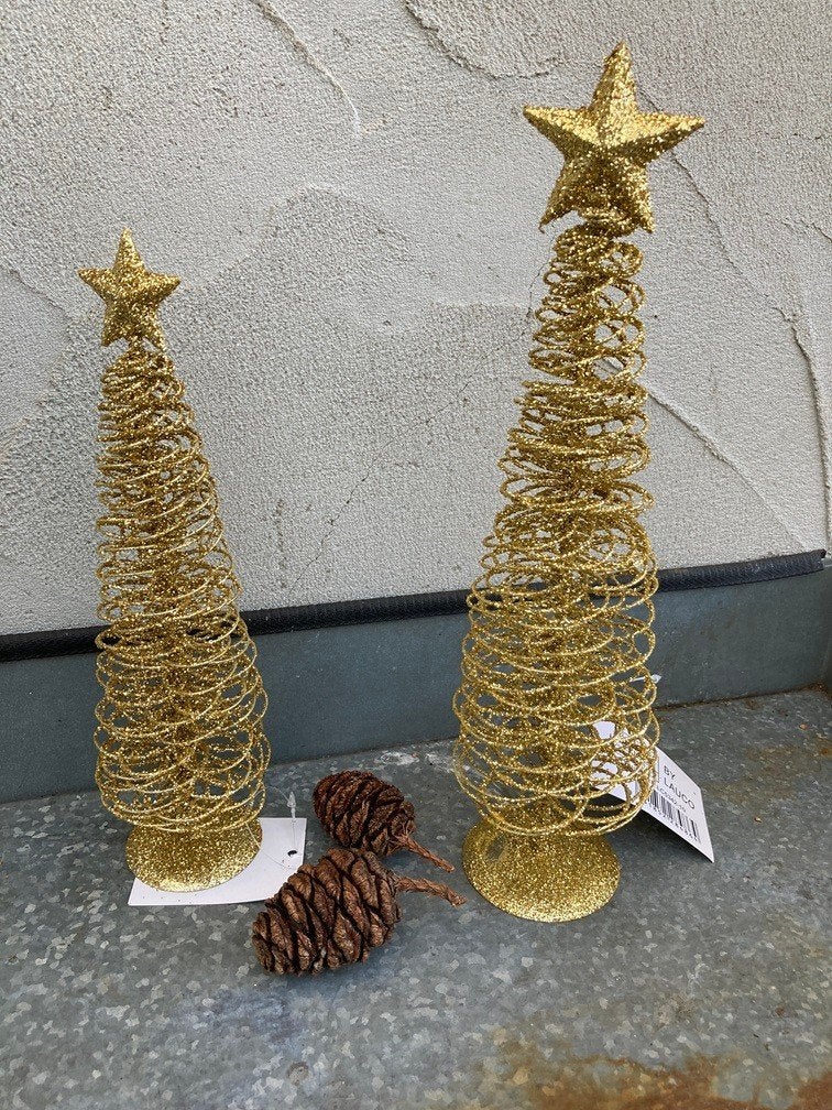 KERSTBOOM SPIRAAL GOUD SET 26 EN 32 CM NIEUW, -, -, Nieuw, Ophalen of Verzenden
