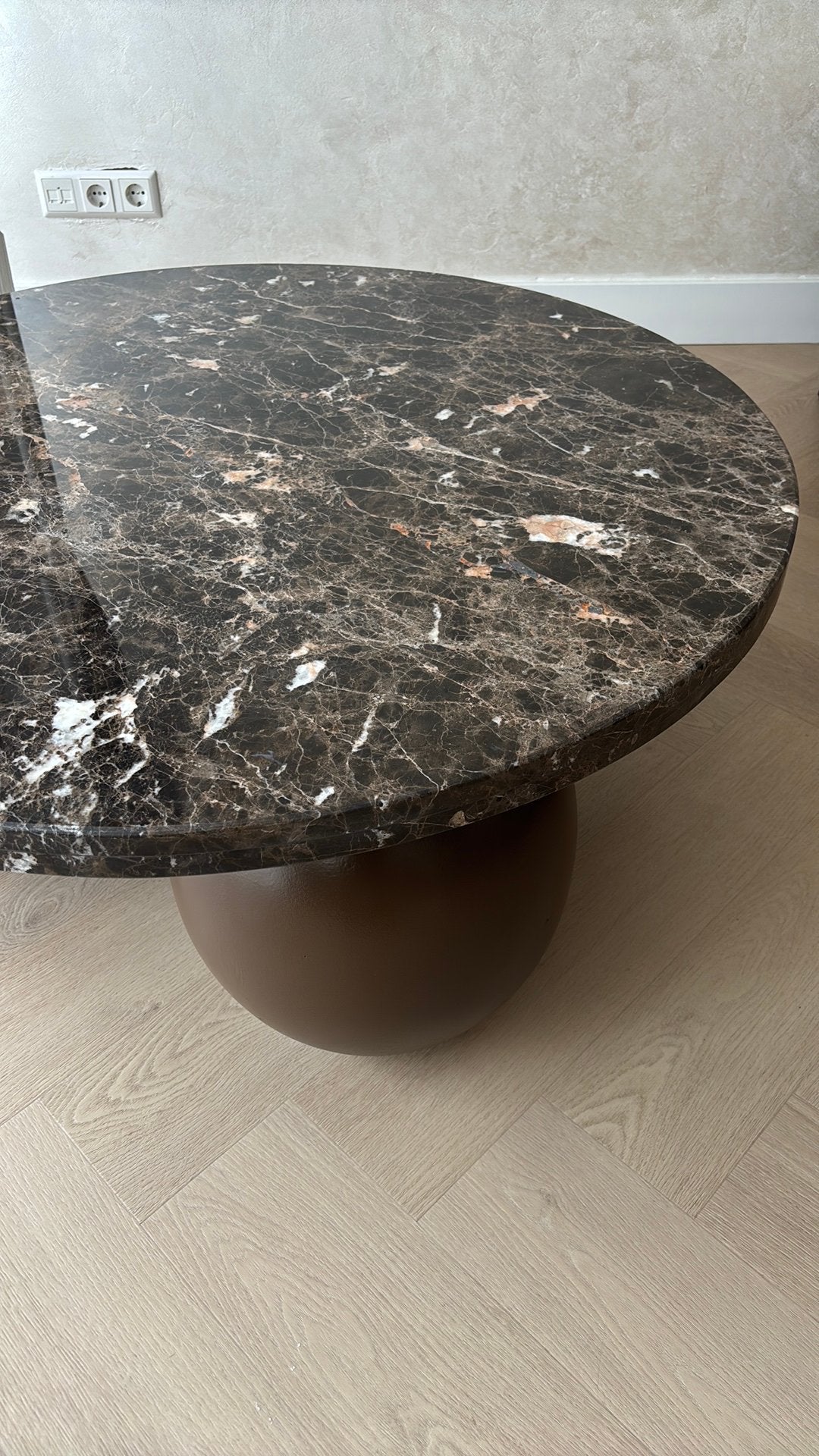 Exclusieve salon hand made Dark Emperador 100 cm, Huis en Inrichting, Tafels | Salontafels, Ophalen, Nieuw, Rond, 100 tot 150 cm