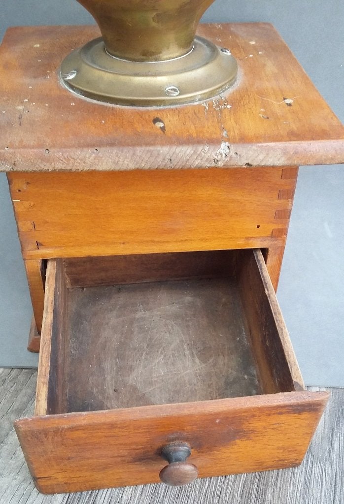 Omstreeks 1900 GROTE Houten Koffiemolen Koffie Bonen Molen, Antiek en Kunst, Ophalen of Verzenden