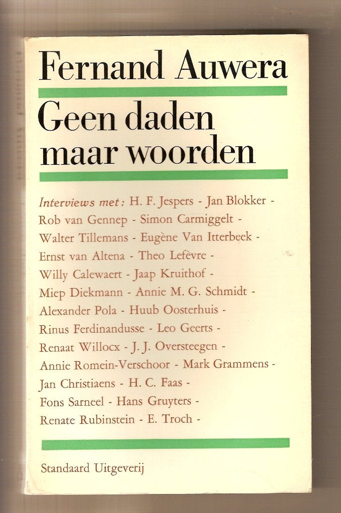 Geen daden maar woorden	Fernand Auwera, Ophalen of Verzenden, Fernand Auwera