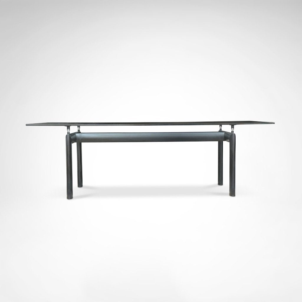 LC6 eettafel glas en metaal | Le Corbusier |  Cassina |1990s, Ophalen, Gebruikt, Vijf personen of meer, 200 cm of meer