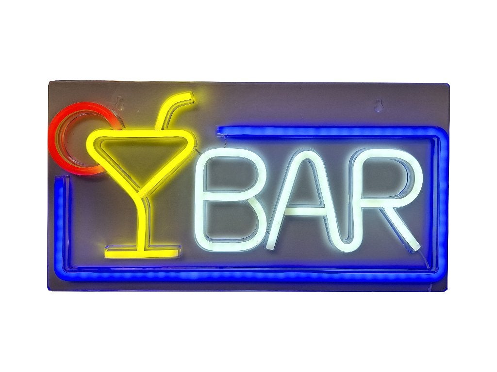 Neon bord bar - Led bord - Led sign - Led decoratie - Neon, Kouwehoek 1b, Cave & Garden, 24 cm, Meerkleurig