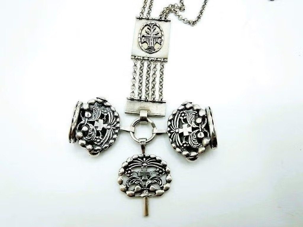 Zilveren heren chatelaine, Fa. Niekerk, Schoonhoven, 41 cm., Antiek en Kunst, Verzenden, Zilver