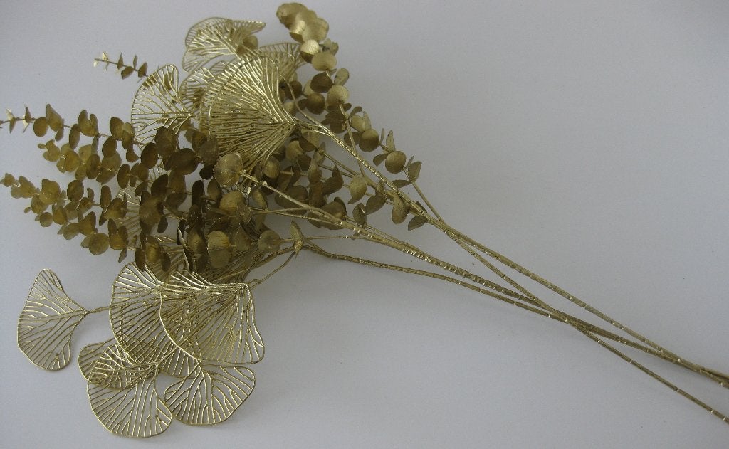 Boeket Kunstbloemen 4 takken goudkleurig lengte 80 cm, Nieuw, Ophalen of Verzenden, Kunststof, Boeket