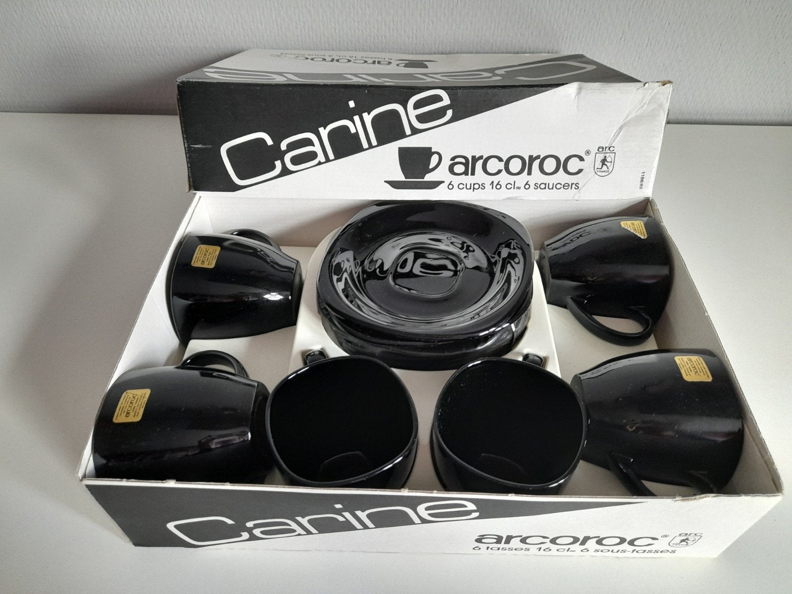 Arcoroc Carine Zwart Servies - 6 Kopjes en Schotels, Ophalen, Nieuw, Modern, Kop(pen) en/of Schotel(s)